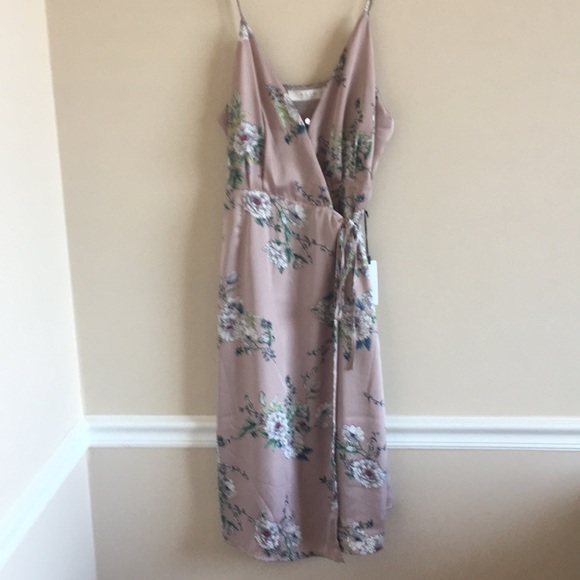 Astr Lavender Sexy Satin Wrap Dress - Picture 3 of 8